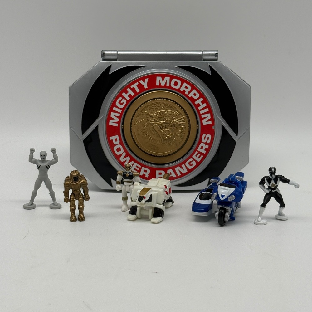 Bandai Power Rangers Micro Playset 1995 Silver White Ranger Tiger Morpher Case